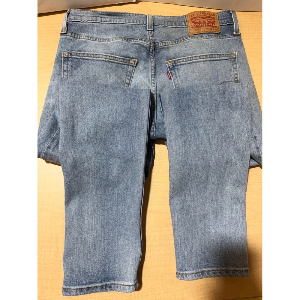 Levis 512 Slim Taper Jeans Mens 31x32 Light Wash Distressed Ripped Denim 28833